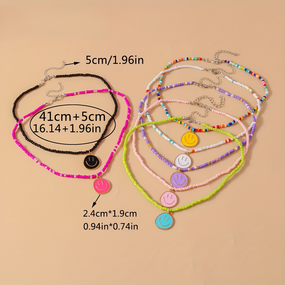 Colorful Dopamine Face Bead Necklace